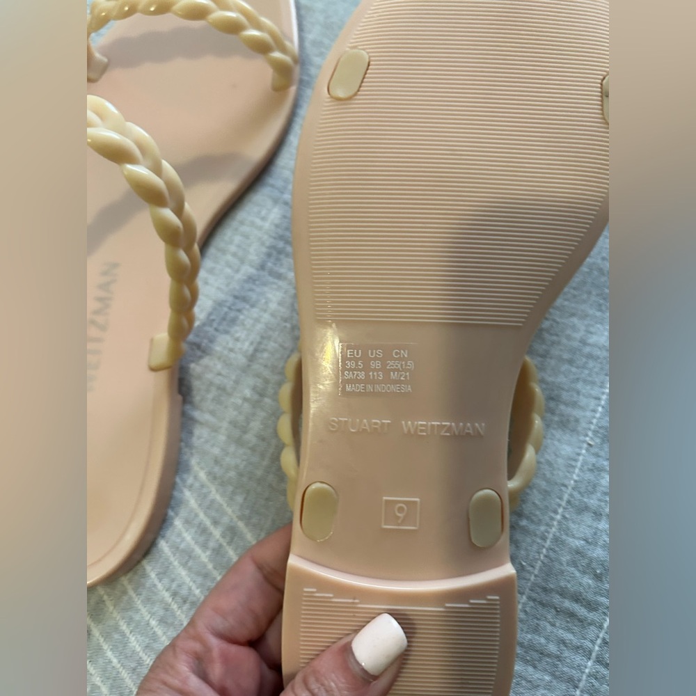 Stuart Weitzman Braida Sawyer Jelly Sandal Slide Poudre Neutral Beige Cream sz 9 - Picture 4 of 13
